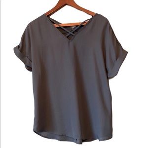 Pink Rose Steel Blue Short Sleeved Top